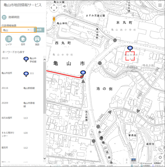 選択したレイヤ内を検索する