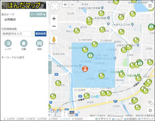 検索範囲の作図 検索範囲の作図