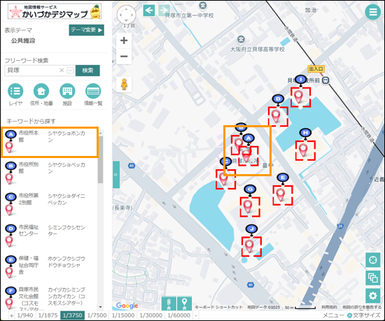 選択したレイヤ内を検索する 選択したレイヤ内を検索する