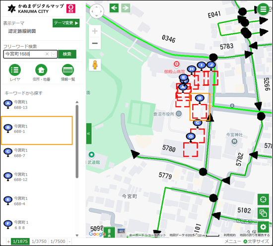 選択したレイヤ内を検索する