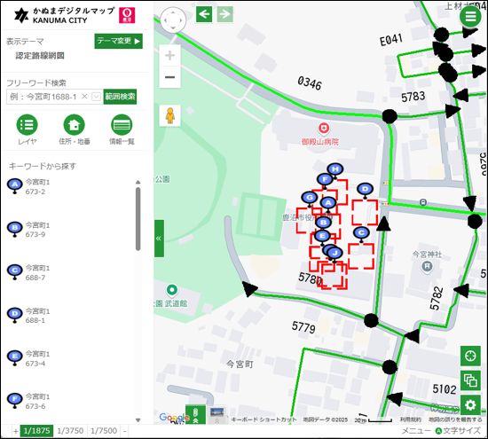範囲検索の結果