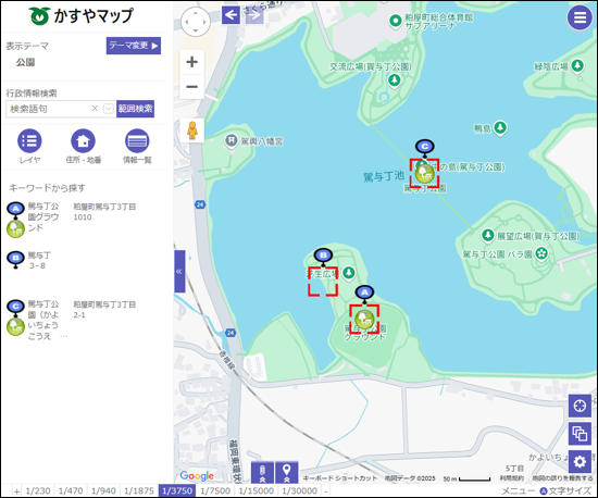 範囲検索の結果