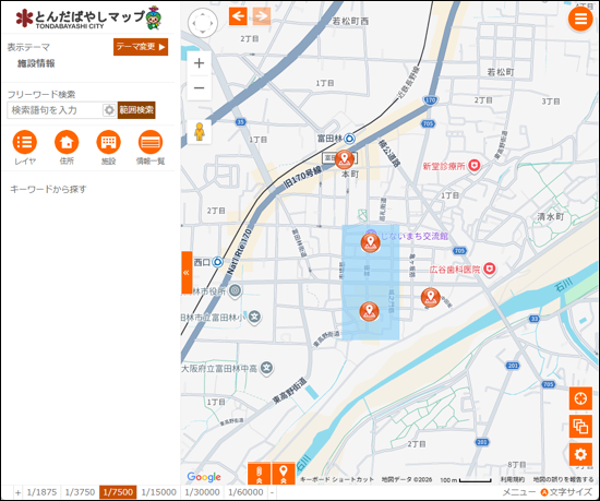 検索範囲の作図