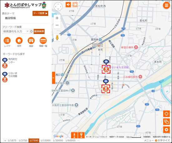 範囲検索の結果