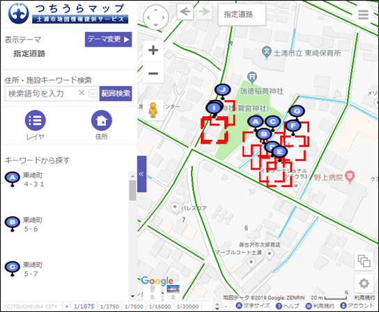 範囲検索の結果