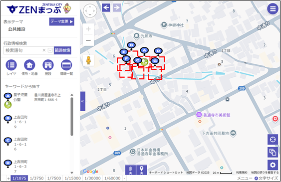 範囲検索の結果